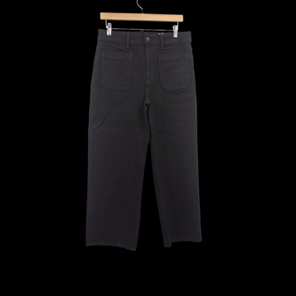 Quince Women Bella Stretch Patch Pocket Wide Leg Jeans Black 31